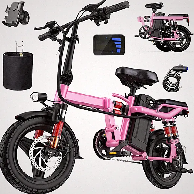 14" Lightweight Folding Electric Bike for Adults andTeens 750W Peak 24MPH 48V