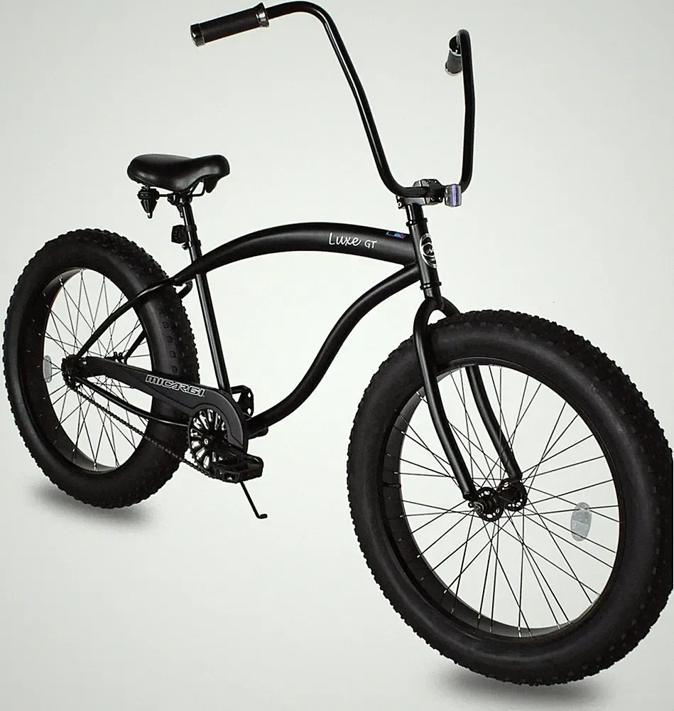 26"X4” Fat Tire Black Cruiser Bike Luxe Coaster Brake Rise Handlebar Comfy Seat