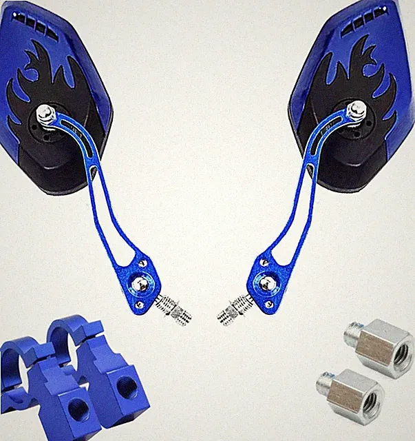Adjustable Bike Mirrors - Handlebar Rearview Mirror for Electric Bike Blue