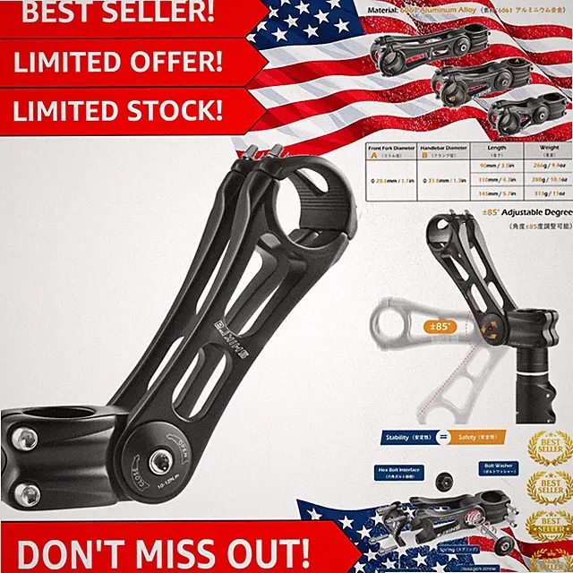 Bike Stem 25.4 31.8 Adjustable 90/110/130/145mm Bike Handlebar Extender Stem...