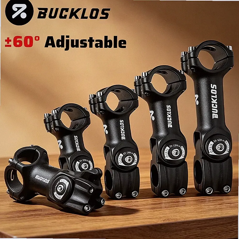 BUCKLOS Adjustable ±60° MTB Bike Stem Road Bicycle Handlebar Fork Riser 31.8mm