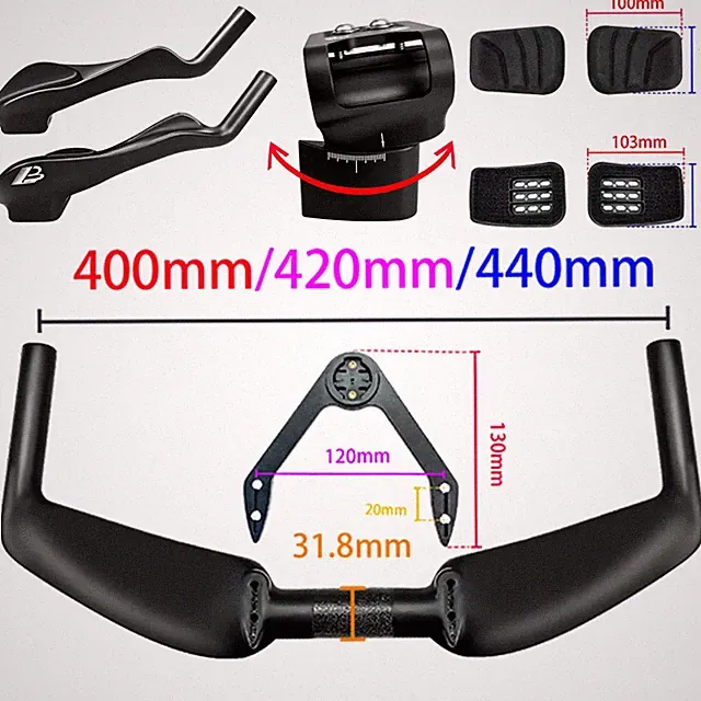 Carbon Fiber TT Bicycle Long Distance Racing Rest Handlebar Matte Adjust Angle