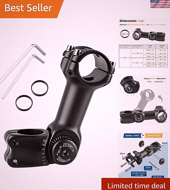 Compact Adjustable Handlebar Stem for Enhanced Cycling Experience - 90-145MM
