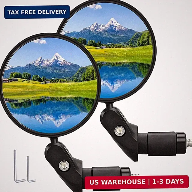 Handlebar Bike Mirrors, 2pcs Bicycle Rearview Mirror Set, Adjustable Handlebar M