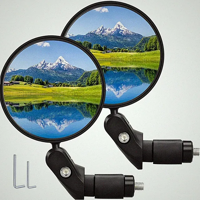 Handlebar Bike Mirrors Bicycle Rearview Mirror Set Adjustable 2 Pcs